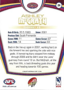 2007 Select AFL Supreme #24 Ashley McGrath Back